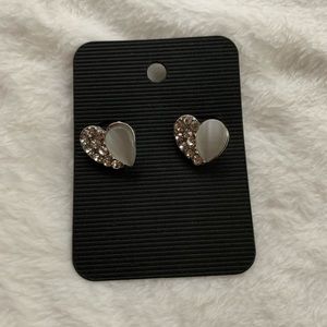 RHINESTONE AND PEARLESCENT EARRINGS